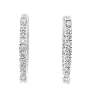 14K White Gold Lab-Grown Diamond Earrings with 34 Round Stones