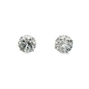 14K White Gold Lab-Grown Diamond Earrings with Round Stones, 4.00 Total Weight