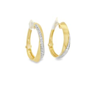 14K Yellow Gold Diamond Hoop Earrings