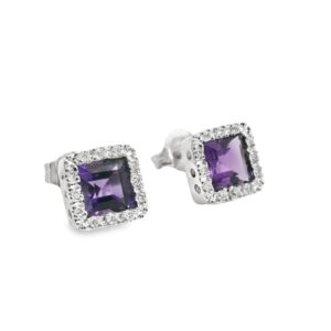 14K White Gold Laser Weld Amethyst Earrings