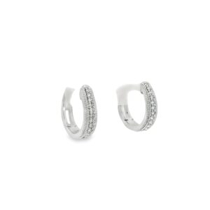 14KT Diamond Millgrain Finish Huggy Earrings 0.12ct