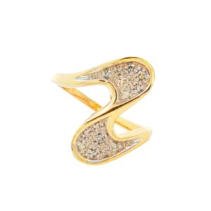 14K Yellow Gold Ladies Fancy Twist Pavé Ring