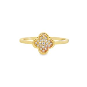 14K Yellow Gold Diamond Clover Ring