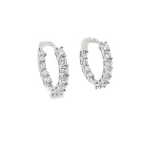 14K White Gold Lab-Grown Diamond Earrings with 26 Stones, 2.00 ctw