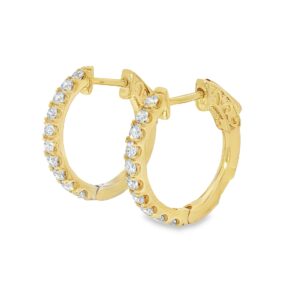 14K Yellow Gold Diamond Hoop Earrings - 0.60 ctw