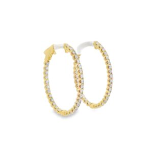14K Yellow Gold Double Sided Diamond Hoop Earrings - 1.32ctw