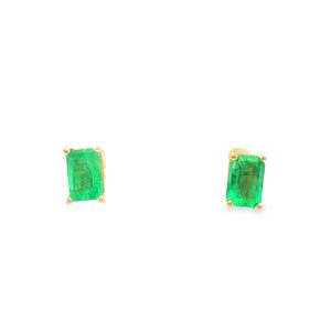 14Kt YG Emerald .80 TW Studs