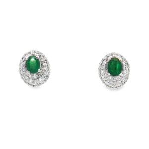 14k WG, Emerald, Dia .31ct Studs