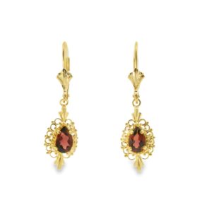 14K Yellow Gold Pear-shaped Garnet Earrings 2.09g