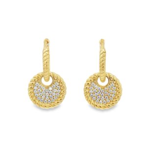 Gold-Filled Yellow Huggie Earrings with Round Cubic Zirconia Accents