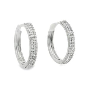 .925 Silver CZ Huggie Earrings with Cubic Zirconia - 3.39g