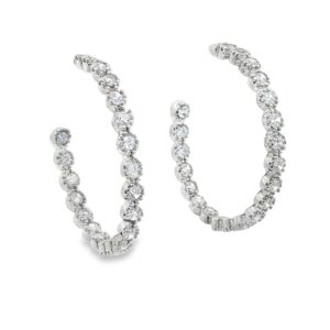 White CZ Hoop Earrings in .925 Silver - 2.05g