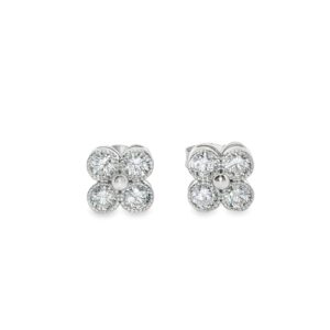 .925 Silver and Cubic Zirconia Floral Design Earrings