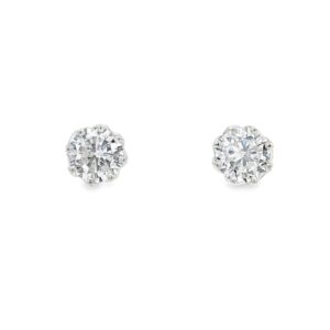 925 Silver Round Cubic Zirconia Stud Earrings, 1.56g