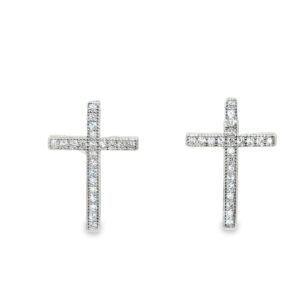 925 Silver Cubic Zirconia Cross Earrings 1.40g
