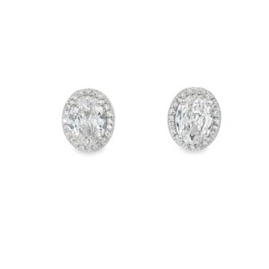 925 Silver Oval Cubic Zirconia Stud Earrings 2.25g