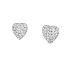925 Silver Round CZ Heart Shaped Earrings 1.30g