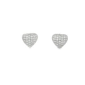 925 Silver Round CZ Heart Shaped Earrings 1.30g