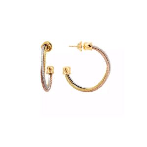 Yellow Gold PVD, Steel, and Rose Gold PVD Celtic Triquetra Hoop Earrings with Zirconia