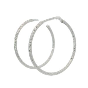 Italian Diamond Cut 1.7gr Rhodium Hoop Earrings
