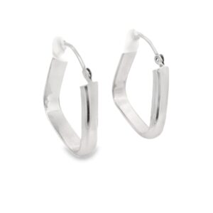 14K White Gold Hoop Triangle Shaped Earrings 2.1g