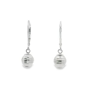 14K White Gold Faceted Ball Earrings 1.25g
