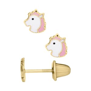 Kiddie Kraft 14KT Yellow Gold Enamel Pony Kids Earrings