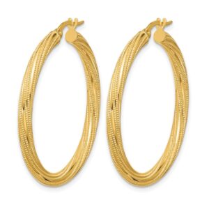 16-00702 (L)10K Polished Textured Twisted Tube Hoops
