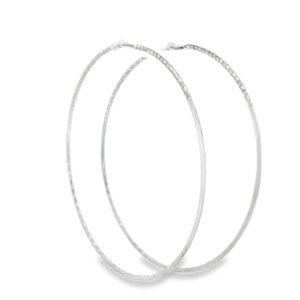 Silver Diamond-Cut Hoop Earrings for Women - 4.90g