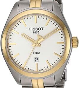 50-00227 Watch Ladies Tissot PR100 Two Tone Case Silver Dial Bracelet