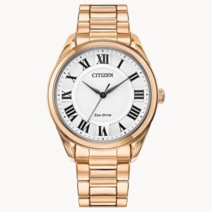 Citizen Arezzo Women's Watch EM0973-55A - Stainless Steel Case, White Dial, Eco-Drive Technology