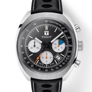 Tissot T124.427.16.051.00 Heritage 1973 Chronograph Men's Watch - Black Dial & Perforated Leather Strap