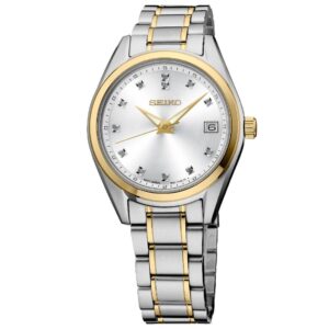 Seiko Diamond Two Tone Quartz Silver Dial SUR582