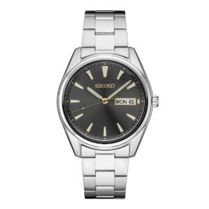 Seiko Essentials SS Quartz Charcoal Dial SUR343