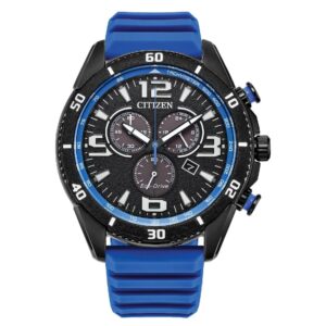 Citizen Brycen Black Chronograph Watch for Men with Silicone Strap AT2586-05E