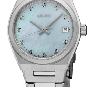 Seiko SUR603 Women's Quartz Watch with Blue Mother Of Pearl Dial and Diamonds