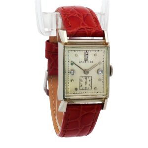 Vintage 14K White Gold Longines Square Dial Manual Winding Watch