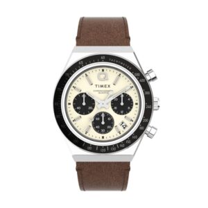 Q Timex Chronograph Leather Strap Watch - TW2V42800 - 40mm