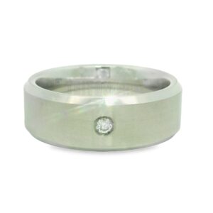 03-00048 Ring Man's Tungsten 8mm Wedding Band .05CT Dia size 10