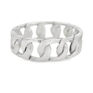 Man's Sterling Silver 7.5mm Wedding Band w/Chain Link 5.3 grams