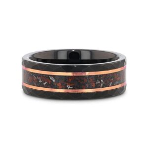 Thorsten INFERNO Black/Rose Hammered Tungsten Carbide Ring - 8mm - Size 10
