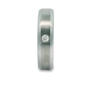 Ring Man's Tungsten & 18KT White Gold 6mm w/.06 Dimond Wedding Band