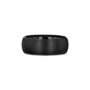 Domed Brush Finished Black Tungsten Wedding Band