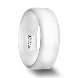 04-00338 White Ceramic Wedding Band with Beveled Edges and Polished Finish width 8mm and size 11