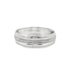 04-00049 Ring Man's Palladium 6mm Wedding band F/G with design in center (discontinued)