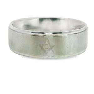 Men's Stainless Steel 8mm Masonic Wedding Band - Size 12