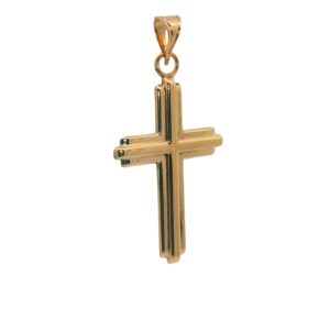 14K Yellow Gold Cross Pendant Charm 1.25"