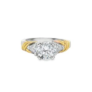 0012-13 Ring Ladies 18KT YG .35 TW Dia (2) Trillions Semi Mt, 5.2 grams