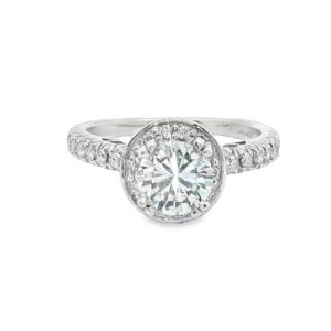 18K Gold and Platinum Round Diamond Engagement Ring for Women
