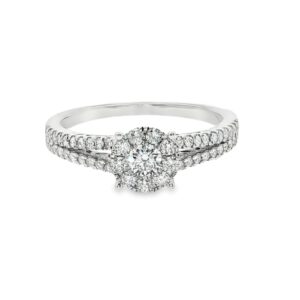 14K White Gold Round Diamond Engagement Ring for Women